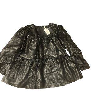 5/$25 Cato Black Faux Leather Blouse
